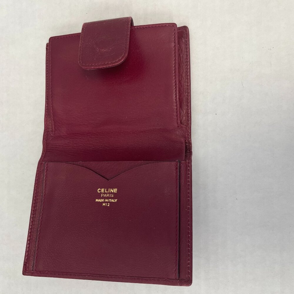 Celine Vintage Bordeaux Compact Wallet w/ Kisslock Coin Compartment - Preowned - Picture 3 of 14